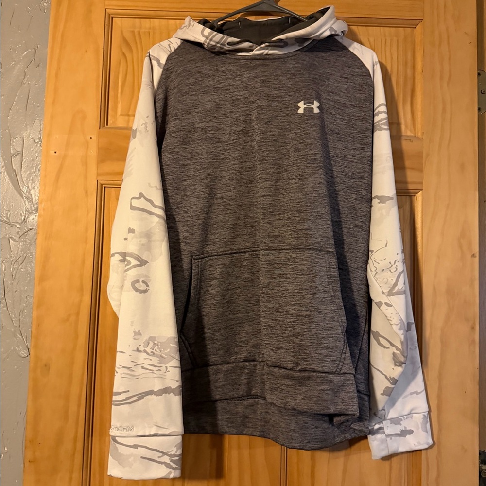 Under Armour Men's Charcoal and White Hoodie